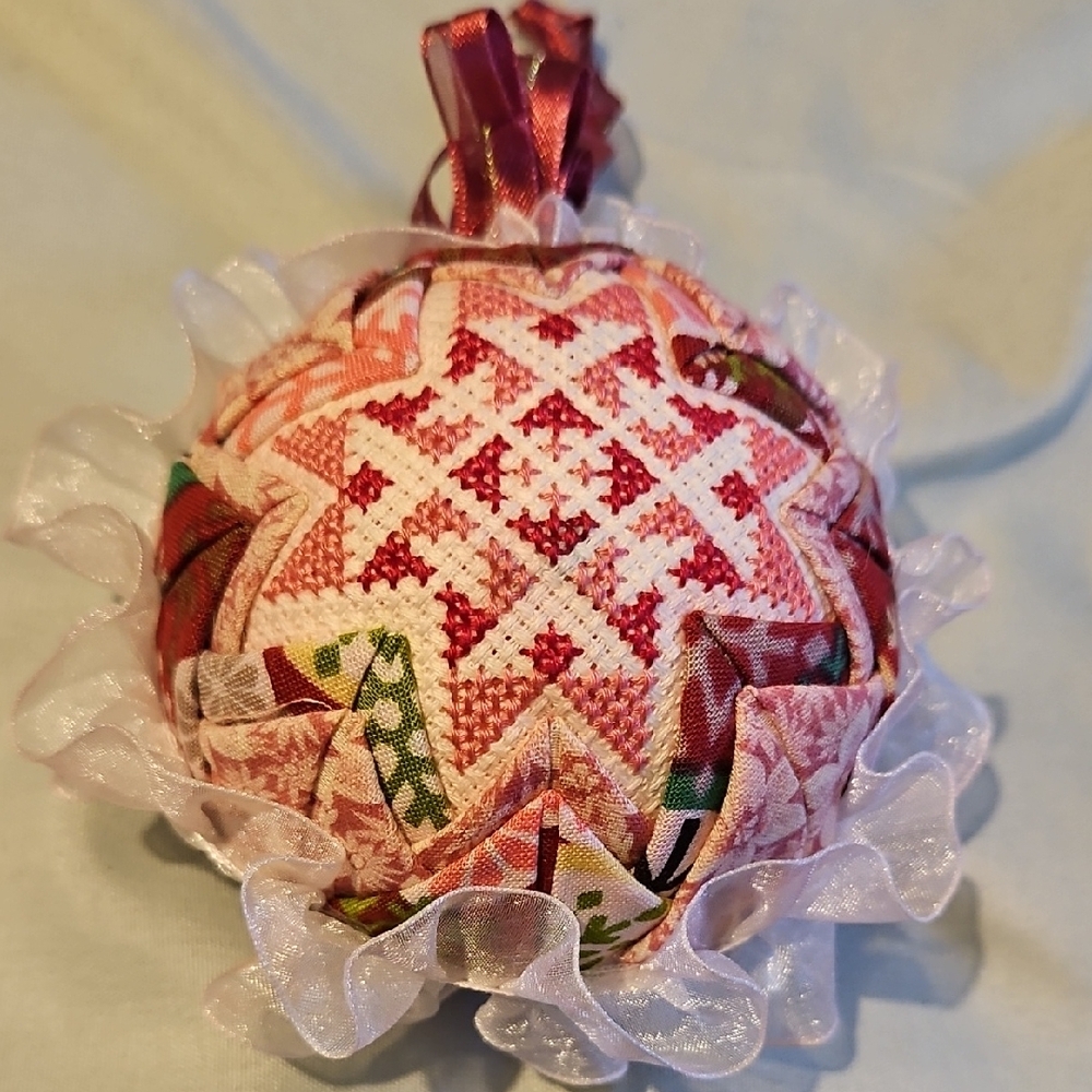 Festive Pink Quilted Holiday Ornament